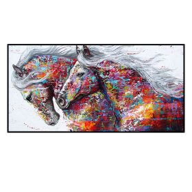 Two Running Horses Canvas Oil Painting Wall Art - 150x220cm