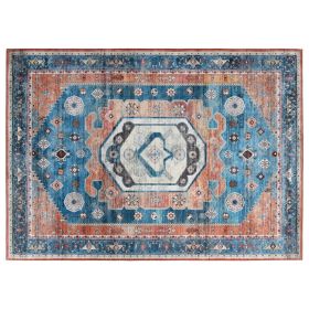 5 x 7 Inch Distressed Vintage  Area Rug - Multi-color