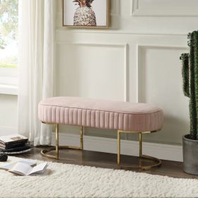 Set of 2 Julianne Pink Velvet Bench with Metal Base