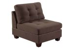 Living Room Tufted Armless Chair Black Nail heads Wooden Legs