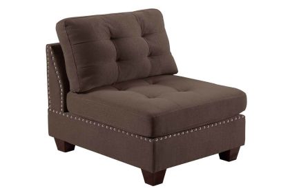 Living Room Tufted Armless Chair Black Nail heads Wooden Legs