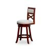 Cherry Finish, Beige Fabric Seat, 30" Bar-Back Swivel Stool