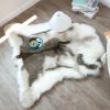 White and Grey Soft Reindeer Rug Faux Fur Washable