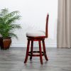 Cherry Finish, Beige Fabric Seat, 30" Bar-Back Swivel Stool