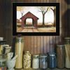 "Bucks County Bridge" By Billy Jacobs, Printed Wall Art, Ready To Hang Framed Poster, Black Frame