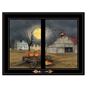 "Spooky Harvest Moon" by Billy Jacobs Print, Black Window-Style Frame