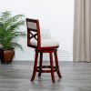 Cherry Finish, Beige Fabric Seat, 30" Bar-Back Swivel Stool