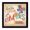 "Be the Reason Someone Smiles" By Mollie B., Printed Wall Art, Ready To Hang Framed Poster, Black Frame