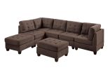 Living Room Tufted Armless Chair Black Nail heads Wooden Legs