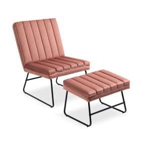 Pink Lounge Chair, Contemporary Upholstered Chair Set