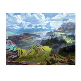 Terraced Field Tapestry Landscape Background Cloth  43x59 inch