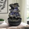 High Rock Cascading Tabletop Water Fountain with LED Light 15.7in.