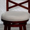 Cherry Finish, Beige Fabric Seat, 30" Bar-Back Swivel Stool