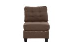 Living Room Tufted Armless Chair Black Nail heads Wooden Legs