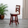 Cherry Finish, Beige Fabric Seat, 30" Bar-Back Swivel Stool