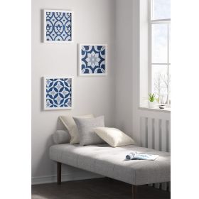 Ornos Tiles Distressed Navy Blue Medallion 3-piece Wall Decor Set