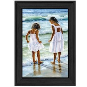 "Two Girls at the Beach" By Georgia Janisse, Framed Print, Black