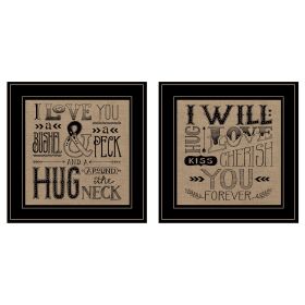 "Hugs / Forever" 2-Piece Vignette by Deb Strain, Black Frame