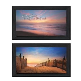 "At the Beach Collection" 2-Piece Vignette By Lori Deiter, Printed Wall Art , Black Frame