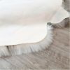 White and Grey Soft Reindeer Rug Faux Fur Washable