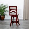 Cherry Finish, Beige Fabric Seat, 30" Bar-Back Swivel Stool