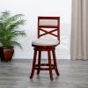 Cherry Finish, Beige Fabric Seat, 30" Bar-Back Swivel Stool