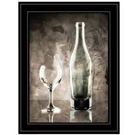 "Moody Gray Wine Glass Still Life" by Bluebird Barn, Print, Black Frame