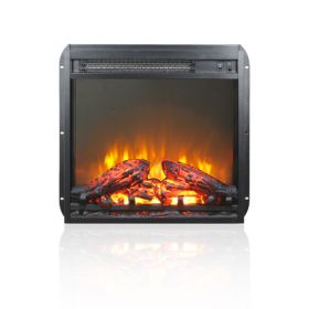 electric fireplace insert, ultra thin with log set & realistic flame 18 inch