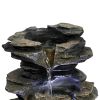 High Rock Cascading Tabletop Water Fountain with LED Light 15.7in.