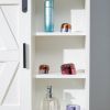 Wood wall-mounted storage cabinet; 5-layer with adjustable door; white