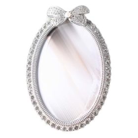 Rhinestone Oval Photo Frame 4x6 Bowknot Wedding Silver