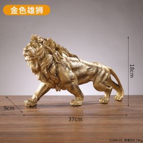 Golden Lion King Resin Animal Statue