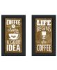 "Life Begins & Ends With Coffee" 2-Piece Vignette Print, Black Frame