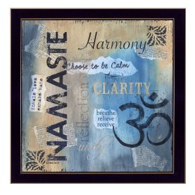 "Yoga Series - Namaste" By Debbie DeWitt, Printed Wall Art, Ready To Hang Framed Poster, Black Frame