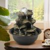 Rock Cascading Tabletop Water Fountain with LED Light 8.3 in.