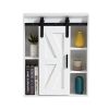 Wood wall-mounted storage cabinet; 5-layer with adjustable door; white