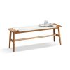 Natural Oak Wood Bench Bedroom, Bathroom, Dinning room (White)