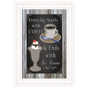 "Everyday Starts with Coffee" By Trendy Decor 4U, Framed Print, White Frame