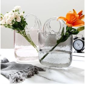 Creative Transparent glass handbag fish tank vase (Color: transparent color)