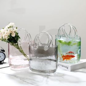 Creative Transparent glass handbag fish tank vase (Color: light green)