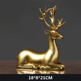 4 Golden Couple Deer Figurines Statue  Sculptures (Color: Sitting Deer)