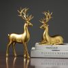 4 Golden Couple Deer Figurines Statue  Sculptures