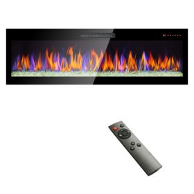 Ultra Thin Tempered Glass Wall Mounted Electric Fireplace with remote (size: 50inch)