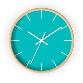 Contemporary Teal Green Quartz Wall Clock (Color: Wooden)