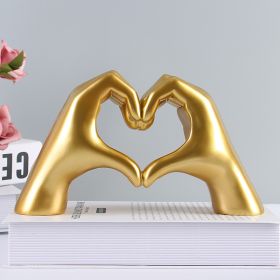 Heart Gesture Sculpture  Abstract Hand Love Statue Figurines (Color: Gold Heart Gesture)