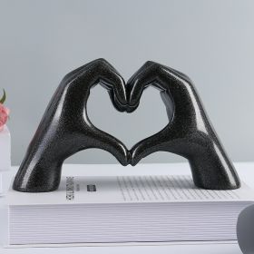 Heart Gesture Sculpture  Abstract Hand Love Statue Figurines (Color: Black Heart Gesture)