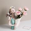 Modern Decorative Artificial Flower Vase Butterfly Girl Sculptures