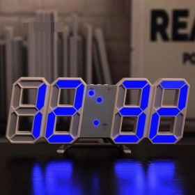 3D LED Digital Clock; For Home Decor (Color: Whiteblue)