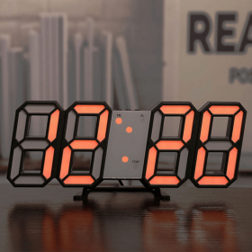 3D LED Digital Clock; For Home Decor (Color: Orange)