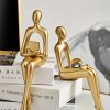 Golden Sitting Abstract Sculpture  Decor Art Piece